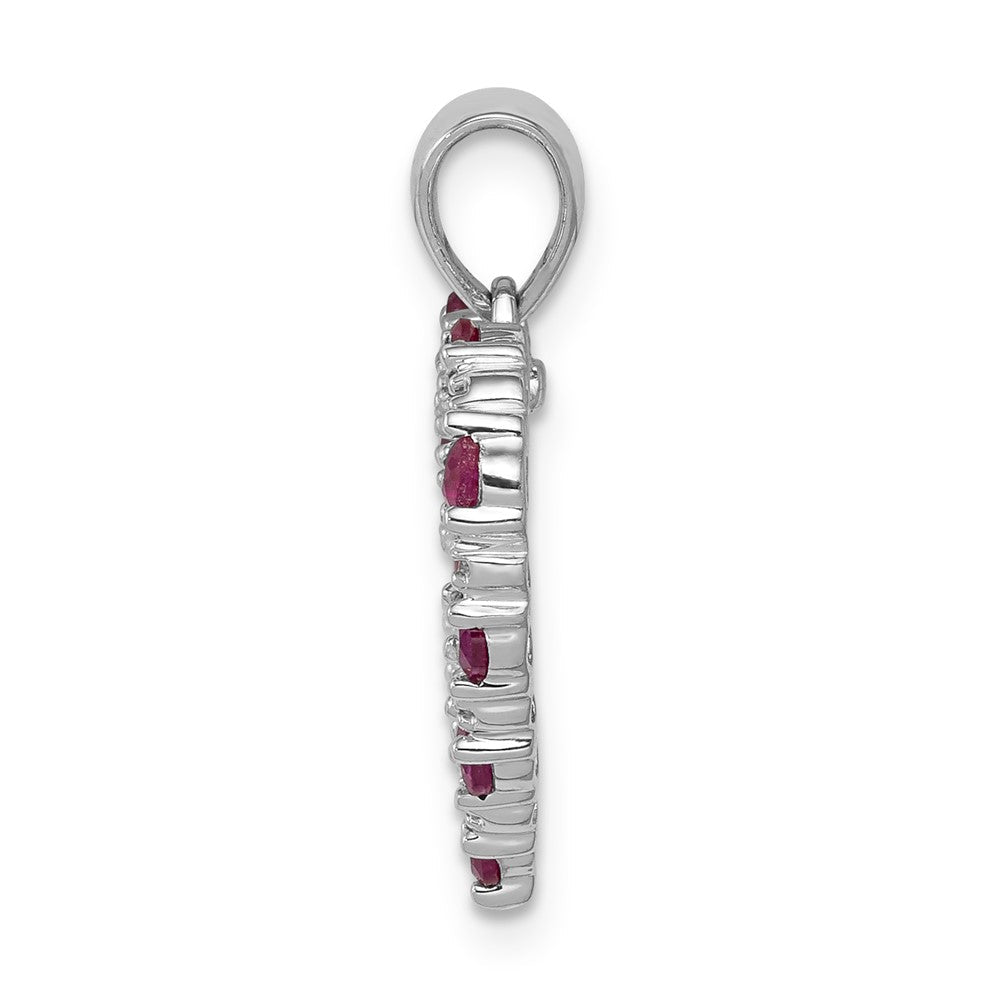 14K Weißgold Anhänger mit echten Diamanten und 0,35 ct. Rubin-Herz