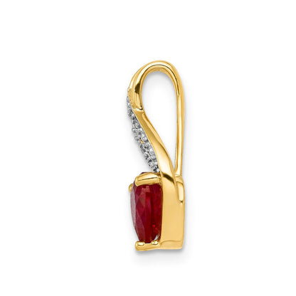 14k Weißgold Herz-Anhänger mit echten Diamanten und synthetischem Rubin
