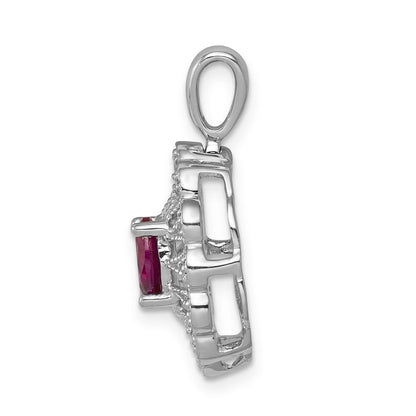 14K Weißgold Anhänger mit 0,16 ct. echtem Diamant und 0,70 ct. Rubin, Fancy