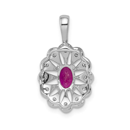 14K Weißgold Anhänger mit 0,16 ct. echtem Diamant und 0,70 ct. Rubin, Fancy