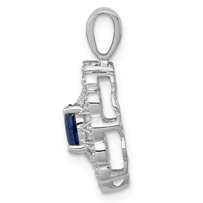 14K Weißgold Anhänger mit Fancy-Diamanten (echt) und 0,57 ct. Saphir