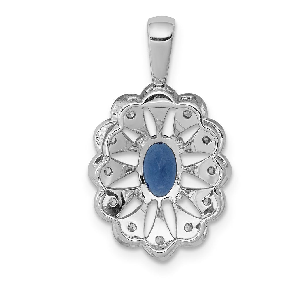14K Weißgold Anhänger mit Fancy-Diamanten (echt) und 0,57 ct. Saphir
