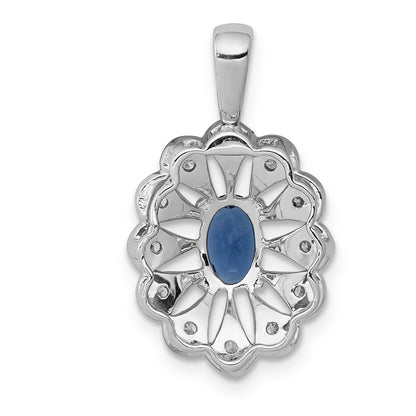14K Weißgold Anhänger mit Fancy-Diamanten (echt) und 0,57 ct. Saphir