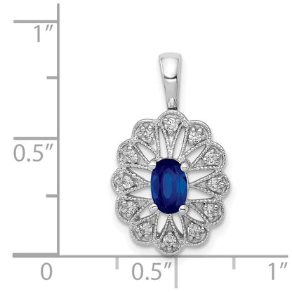 14K Weißgold Anhänger mit Fancy-Diamanten (echt) und 0,57 ct. Saphir