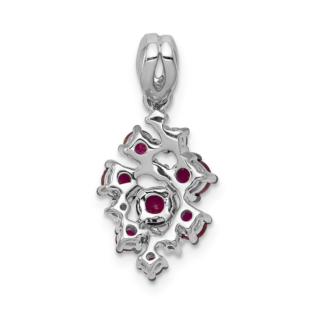 14K Weißgold Anhänger mit 0,067 ct. echten Diamanten und Rubinen im Cluster-Design