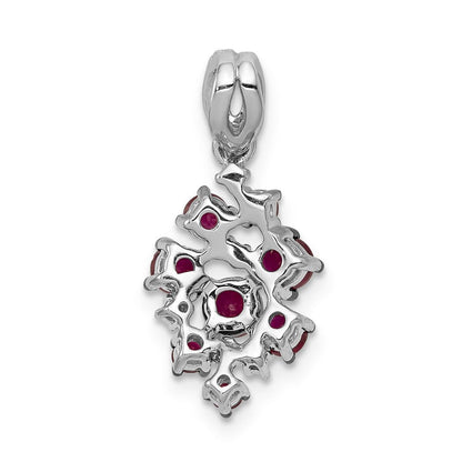 14K Weißgold Anhänger mit 0,067 ct. echten Diamanten und Rubinen im Cluster-Design
