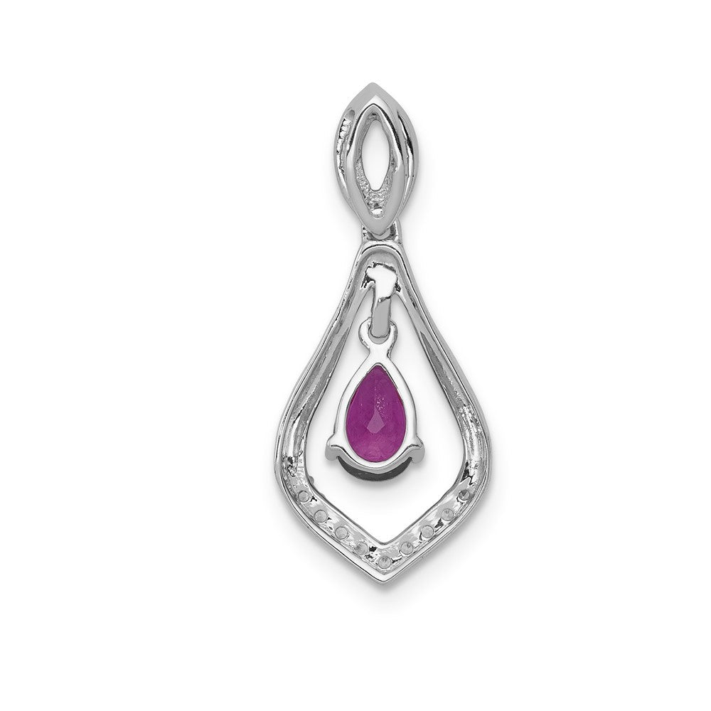 14K Weißgold Baumelanhänger mit 0,10 ct. laborgezüchtetem Diamanten VS/SI+ G+ und laborgezüchtetem Rubin