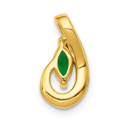 14K Gelbgold Tropfen-Anhänger mit echten Diamanten und Smaragden