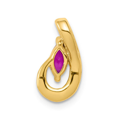 14K Gelbgold Echt Diamant Und.28 Rubin Tropfen Kette Anhänger