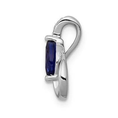 14K Weißgold Echt Diamant Und.28 Saphir Tropfen Anhänger