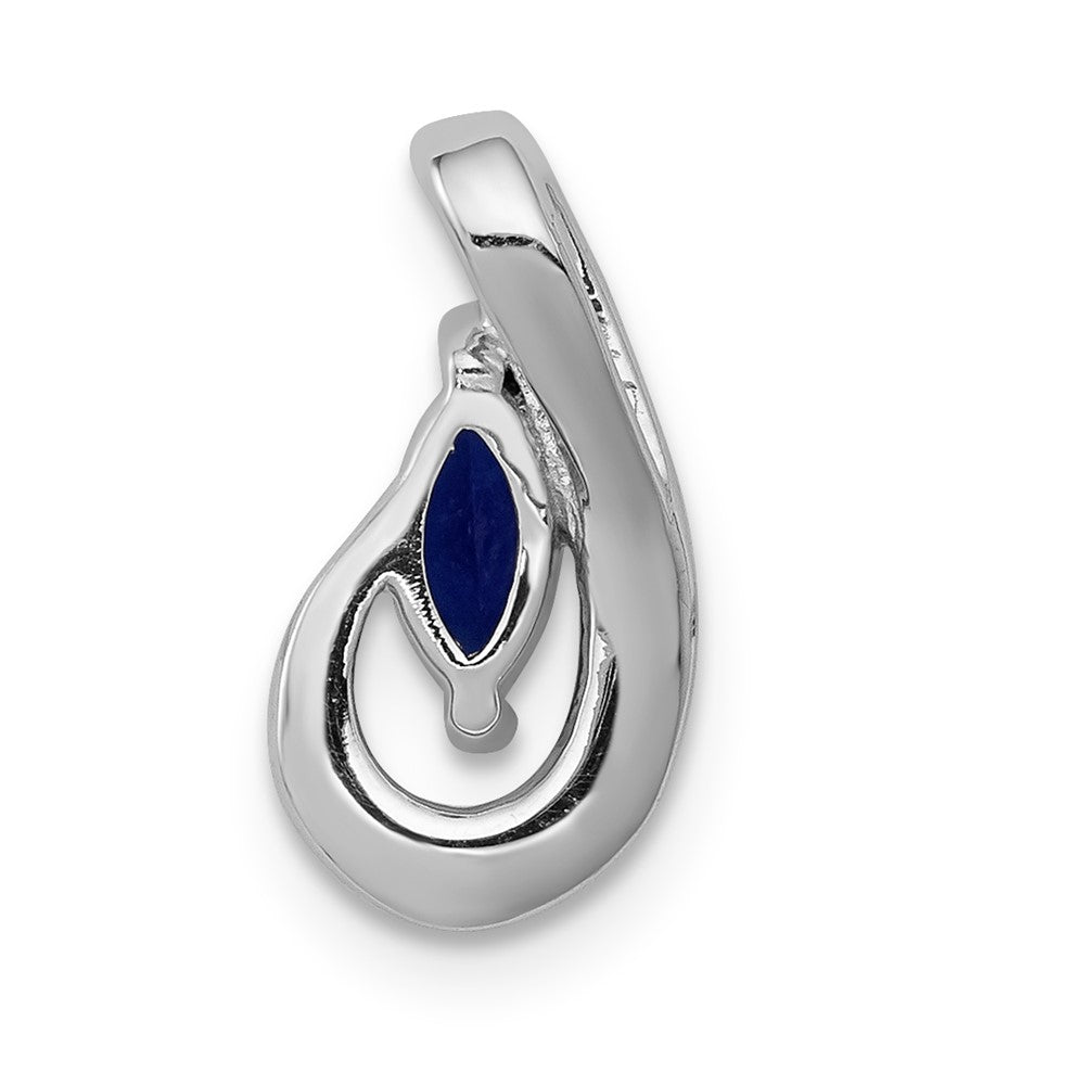 14K Weißgold Echt Diamant Und.28 Saphir Tropfen Anhänger
