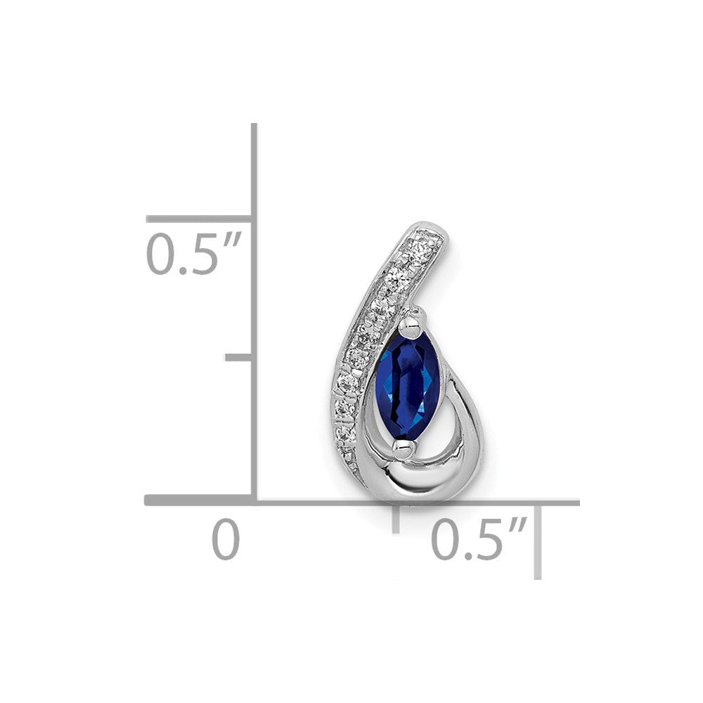 14K Weißgold Echt Diamant Und.28 Saphir Tropfen Anhänger