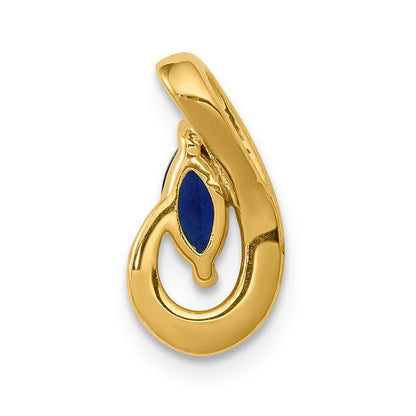 14K Gelbgold Echt Diamant Und.28 Saphir Tropfen Anhänger