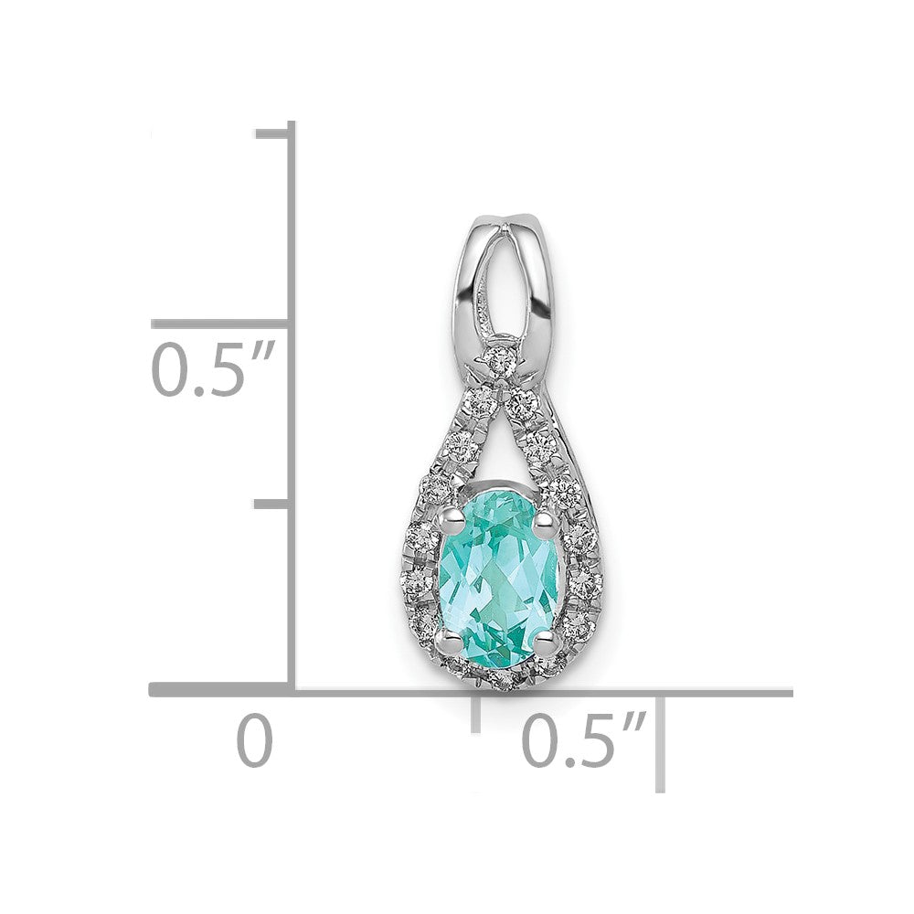 Pure Serenity 14K Weißgold 0,1 ct. Laborgezüchteter Diamant VS/SI+ G+ und Laborgezüchteter Paraiba Tropfenanhänger