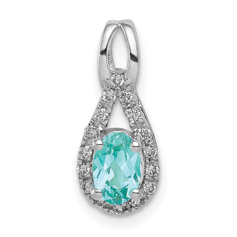 Pure Serenity 14K Weißgold 0,1 ct. Laborgezüchteter Diamant VS/SI+ G+ und Laborgezüchteter Paraiba Tropfenanhänger