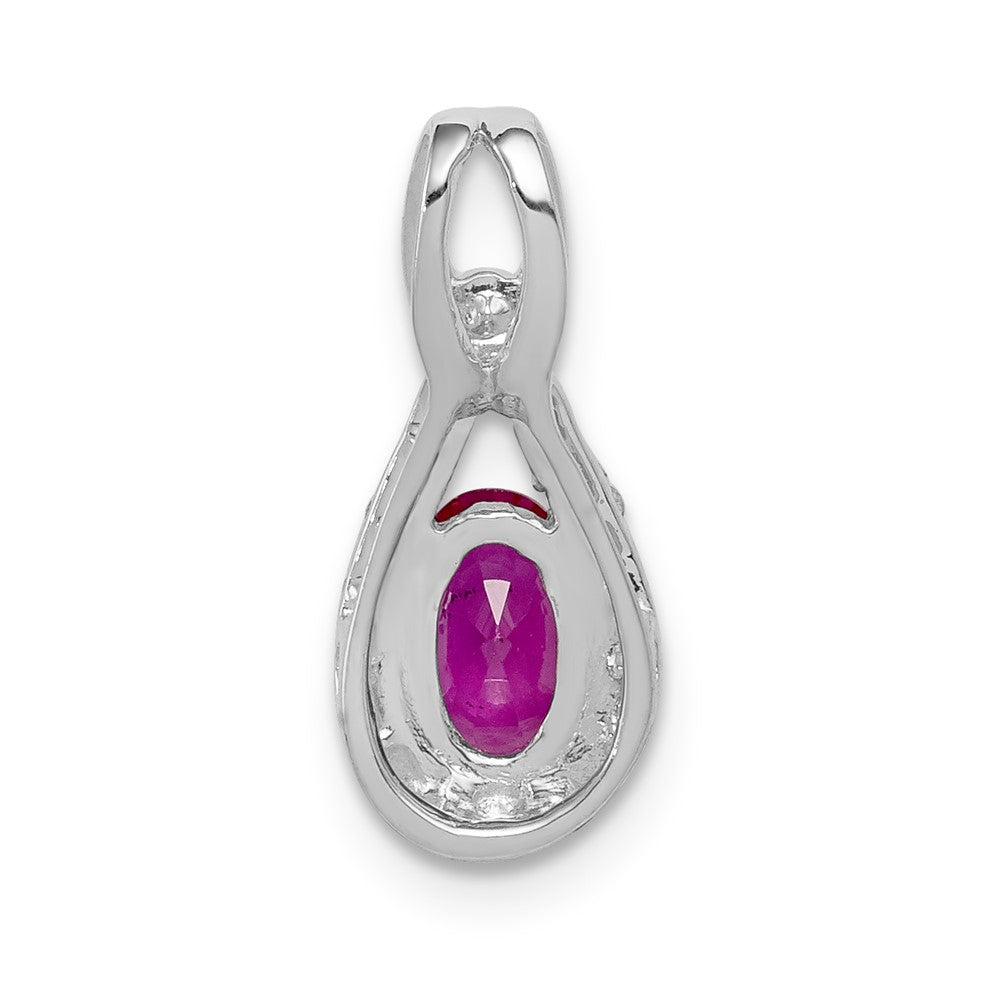 14K Weißgold Anhänger mit echten Diamanten und ovalem Rubin, 0,50 ct