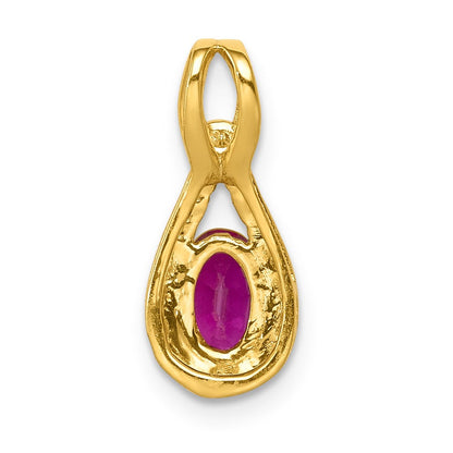 14K Gelbgold Anhänger mit echtem Diamant und ovalem Rubin, 0,50 ct