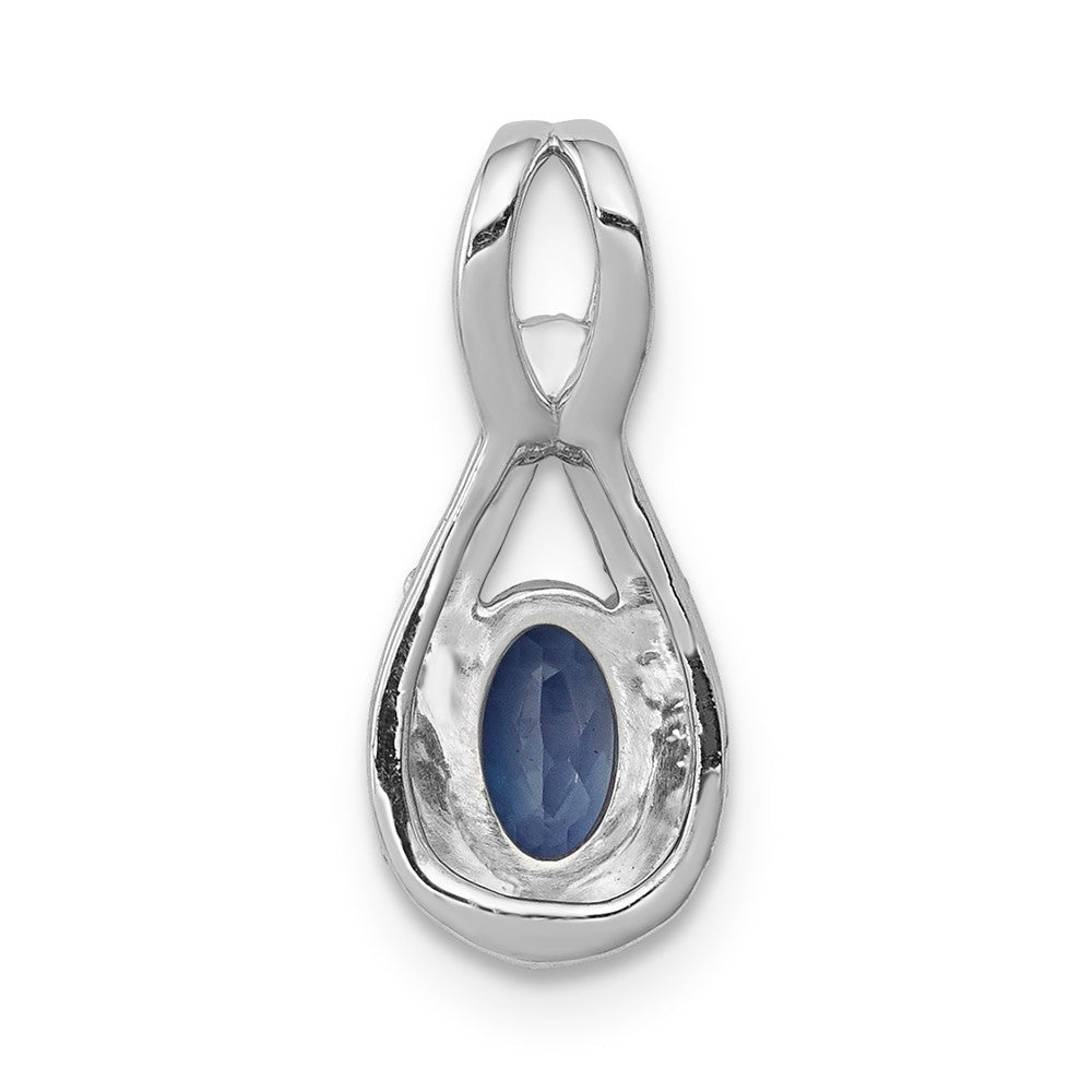 14K Weißgold Anhänger mit 0,10 ct. Laborgezüchteten Diamanten VS/SI und Laborgezüchteten Blauen Saphiren