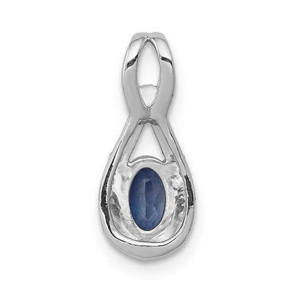 14K Weißgold Anhänger mit echtem Diamant und Saphir, Tropfenform mit Halo