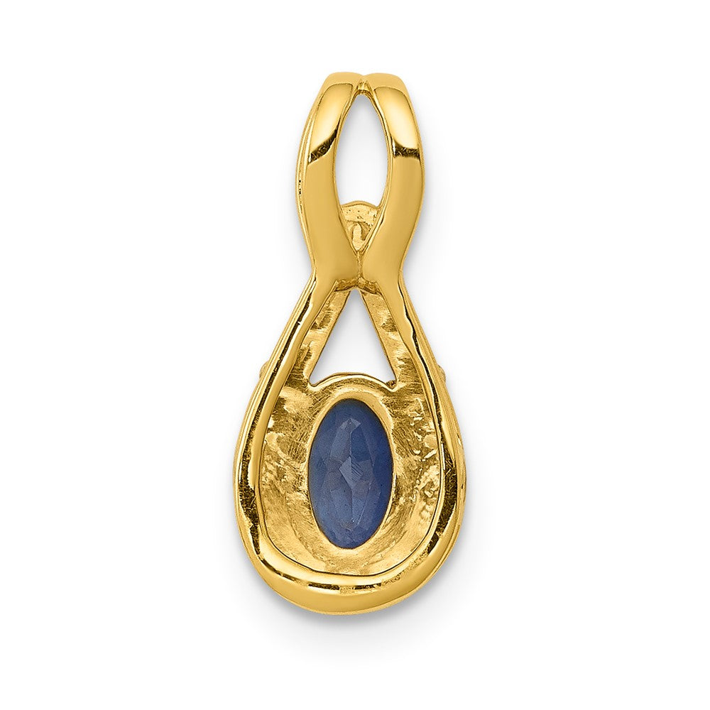 14K Gelbgold Tropfen-Anhänger mit echten Diamanten und Saphiren im Halo-Design