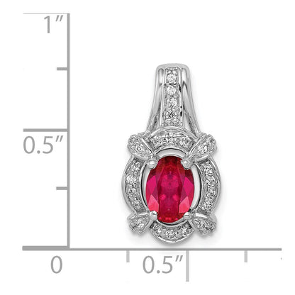 14 Karat Weißgold Anhänger mit 0,2 ct. echtem Diamant und 1,10 ct. Rubin