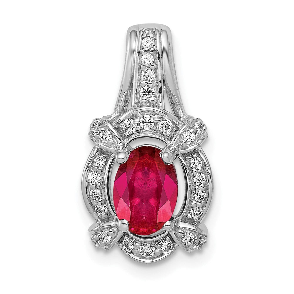 14 Karat Weißgold Anhänger mit 0,2 ct. echtem Diamant und 1,10 ct. Rubin