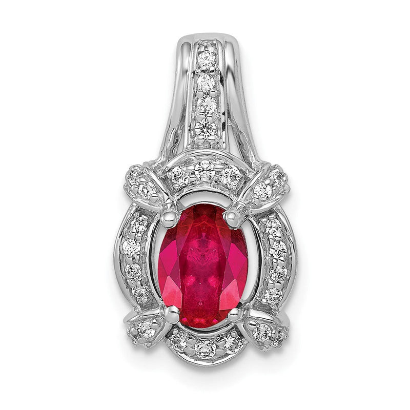 14 Karat Weißgold Anhänger mit 0,2 ct. echtem Diamant und 1,10 ct. Rubin