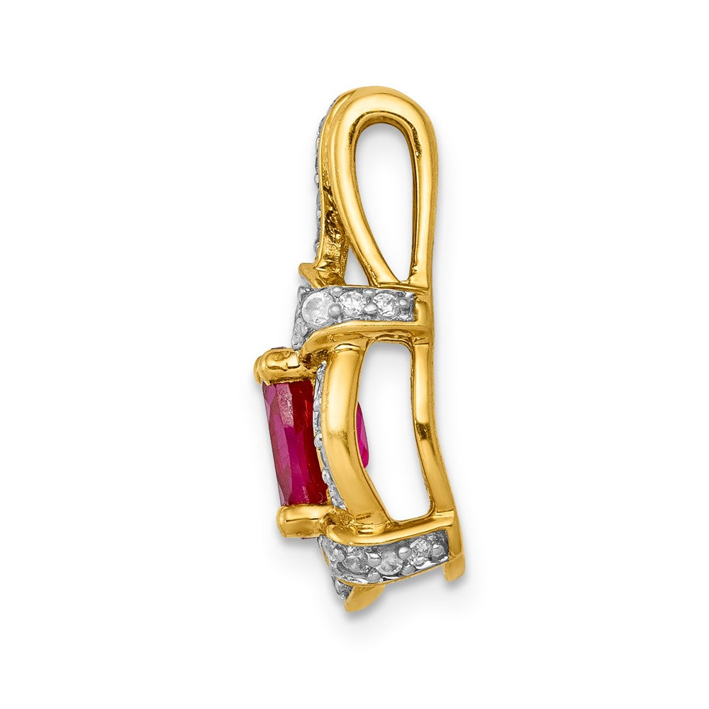14K Gelbgold Anhänger mit 0,2 ct. echtem Diamant und 1,10 ct. Rubin