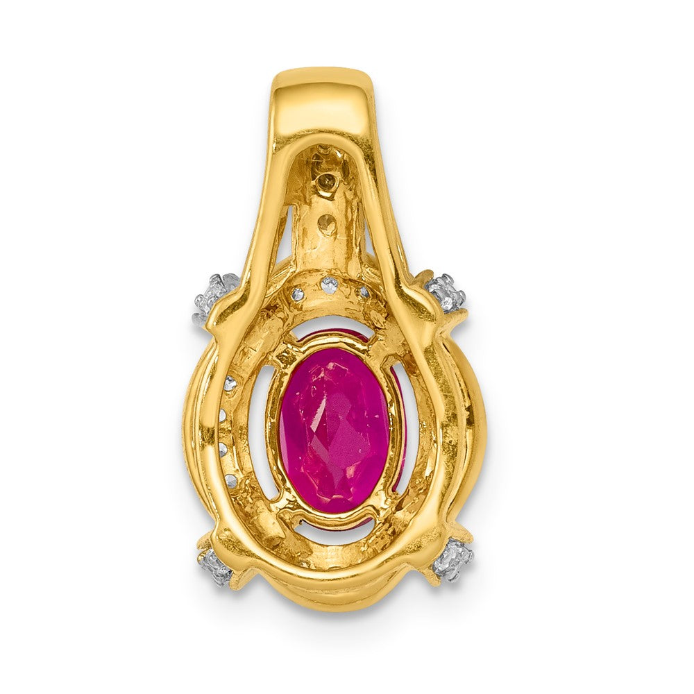 14K Gelbgold Anhänger mit 0,2 ct. echtem Diamant und 1,10 ct. Rubin