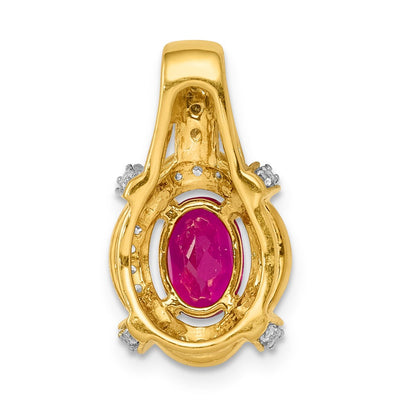 14K Gelbgold Anhänger mit 0,2 ct. echtem Diamant und 1,10 ct. Rubin