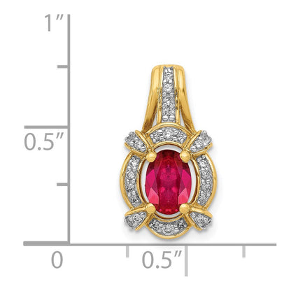 14K Gelbgold Anhänger mit 0,2 ct. echtem Diamant und 1,10 ct. Rubin