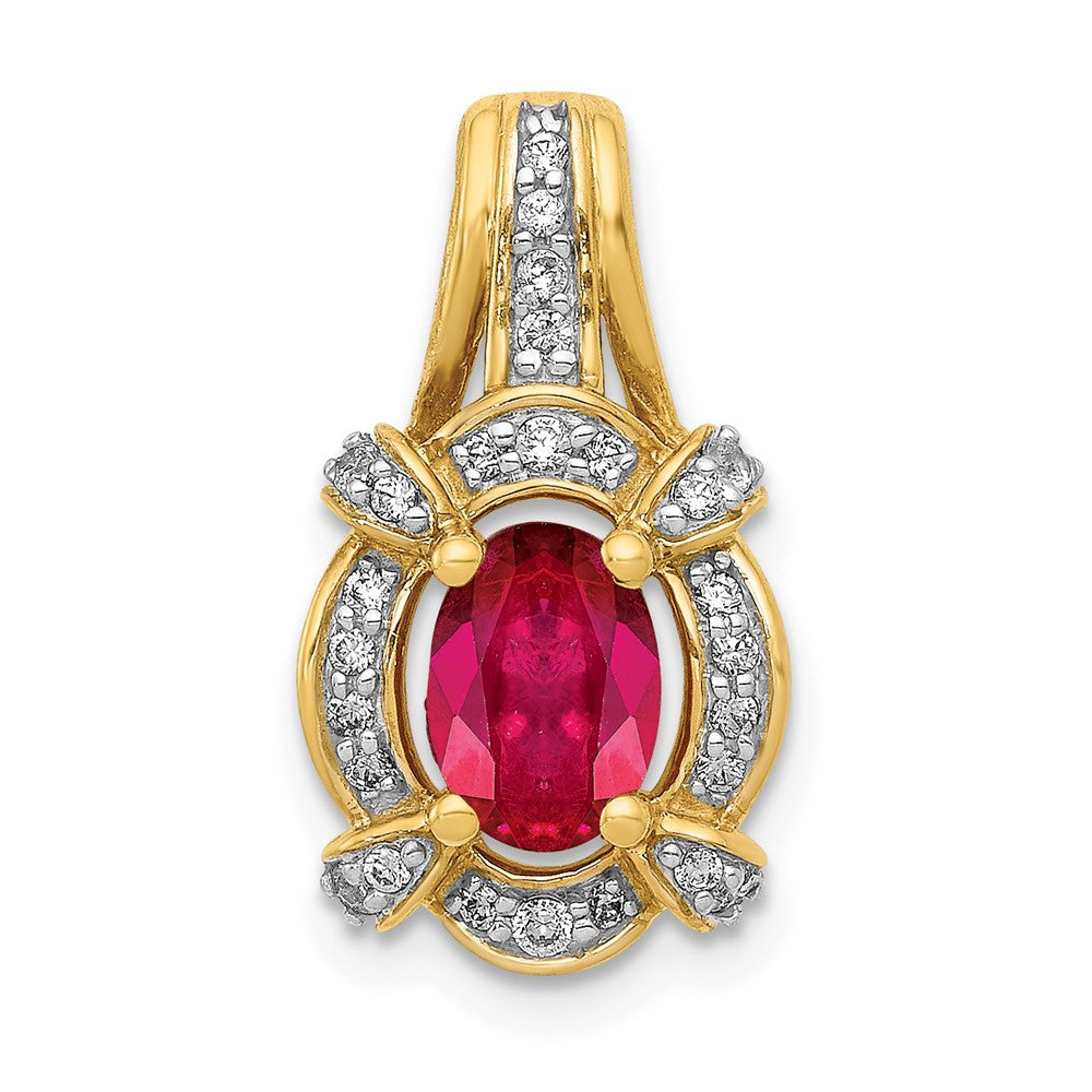 14K Gelbgold Anhänger mit 0,2 ct. echtem Diamant und 1,10 ct. Rubin