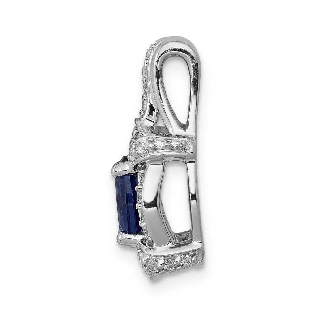 14K Weißgold Anhänger, oval, mit echten Diamanten und Saphiren