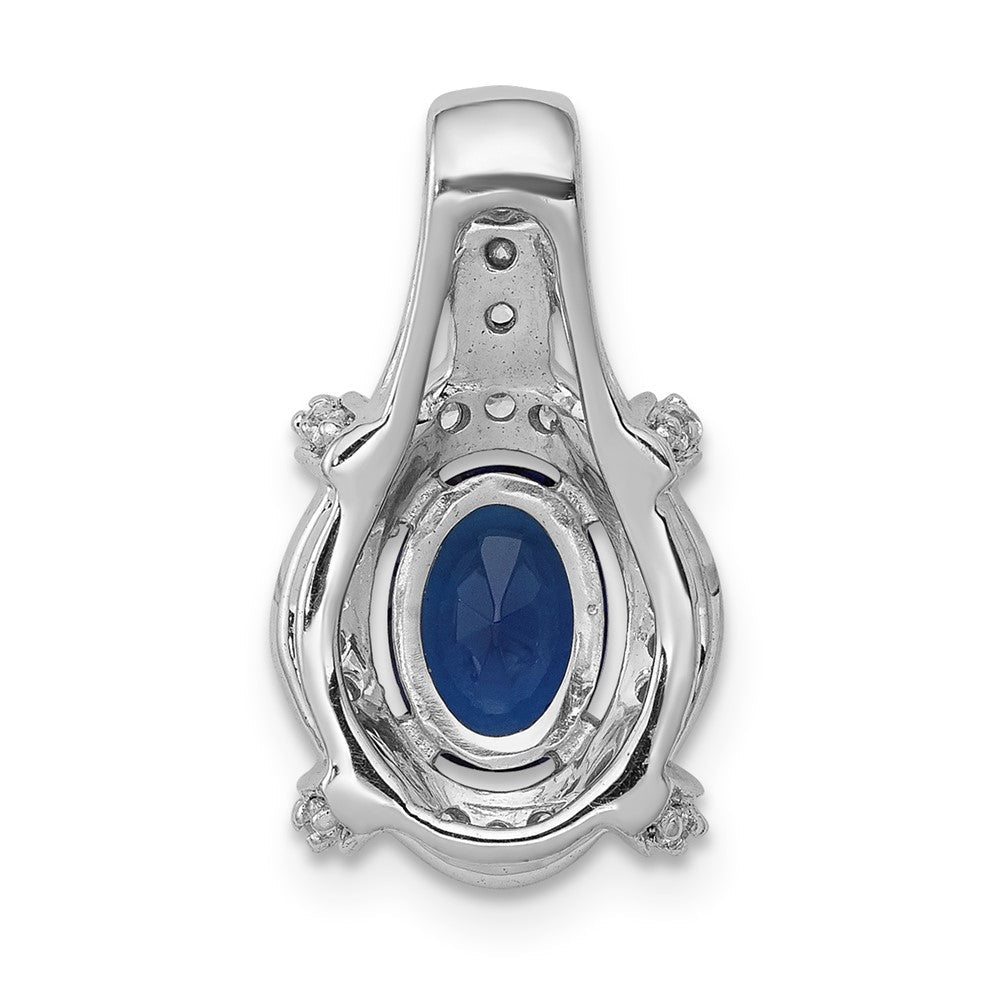 14K Weißgold Anhänger, oval, mit echten Diamanten und Saphiren