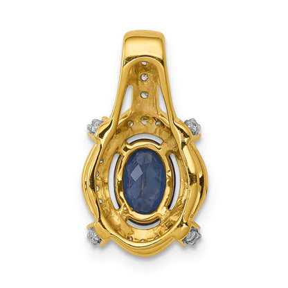 14 Karat Gelbgold Anhänger mit 0,2 ct. im Labor gezüchteten Diamanten VS/SI+ G+ und im Labor gezüchtetem Blauen Saphir