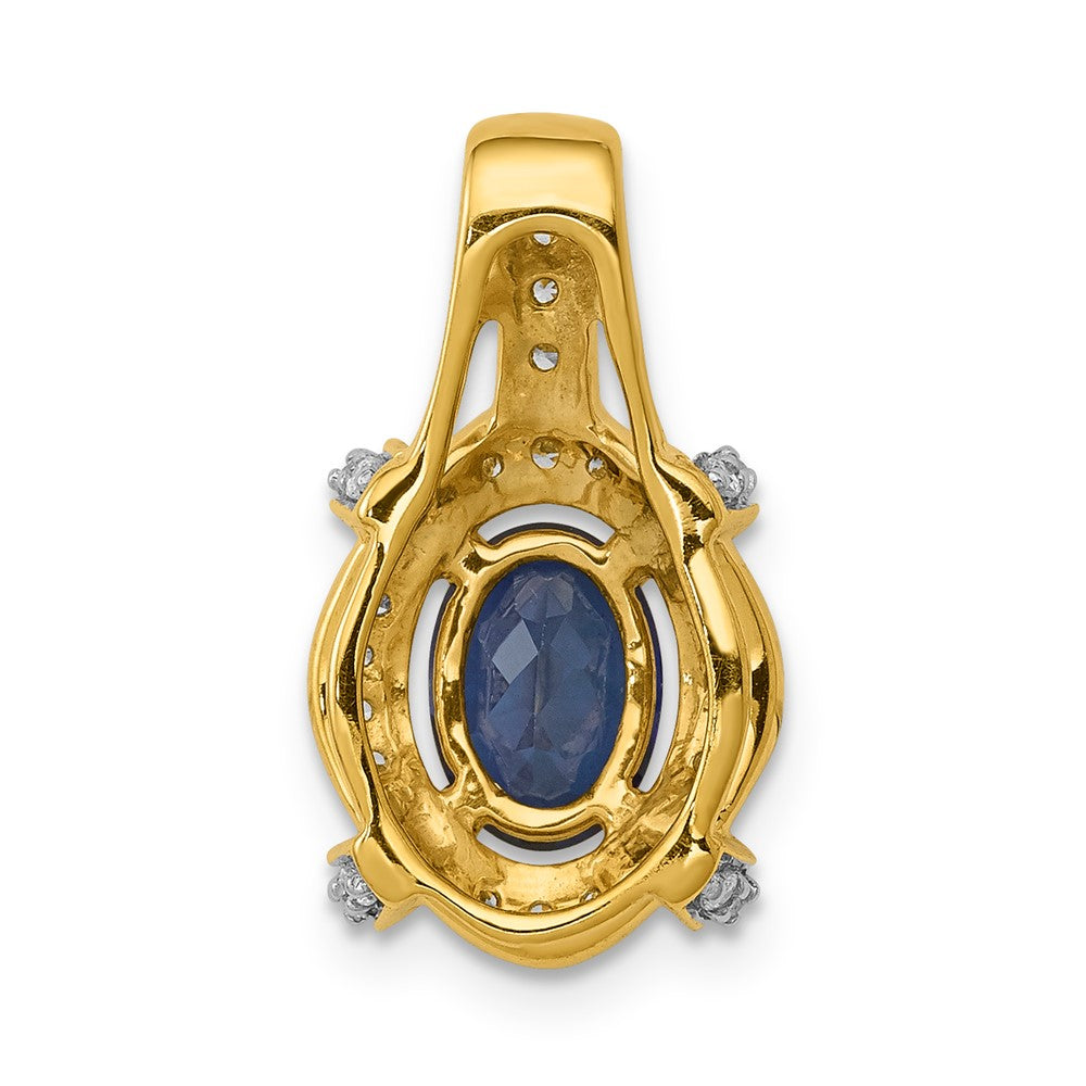 14K Gelbgold Anhänger, oval, ausgefallen, mit echten Diamanten und Saphiren