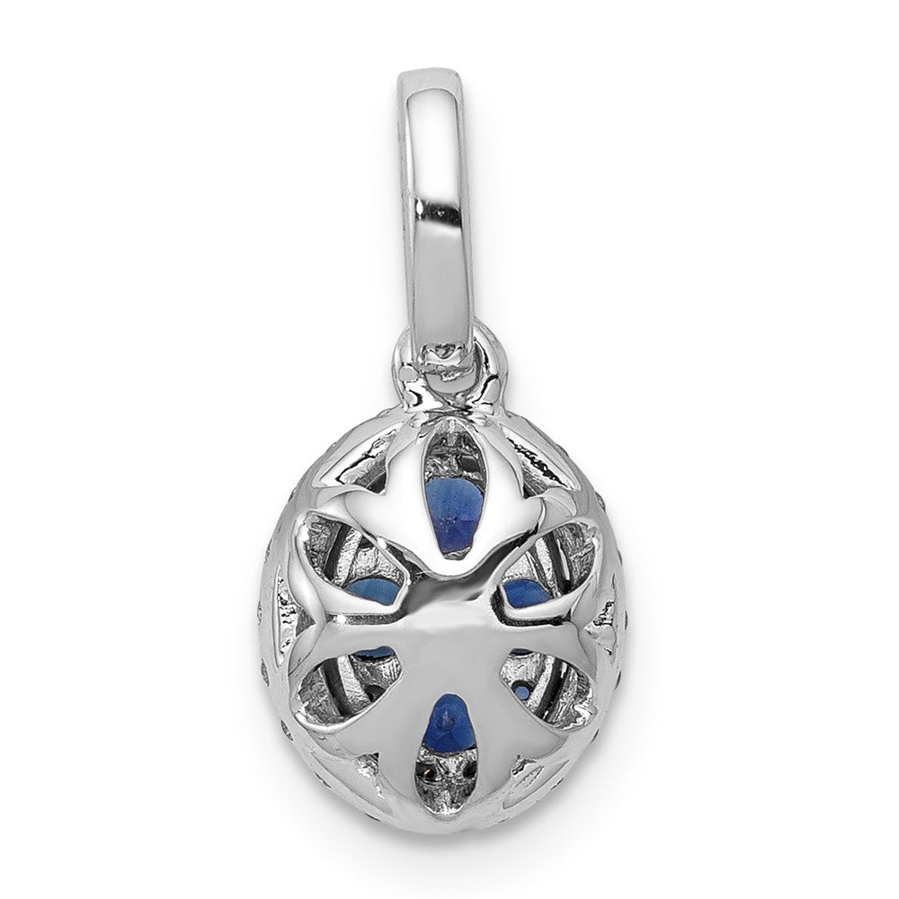 14k Weißgold Anhänger mit echtem Diamant und 0,32 ct. blauem Saphir im Halo-Design
