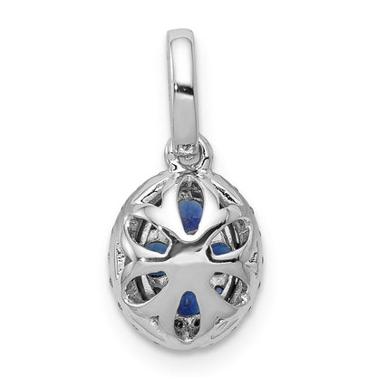 14k Weißgold Anhänger mit echtem Diamant und 0,32 ct. blauem Saphir im Halo-Design