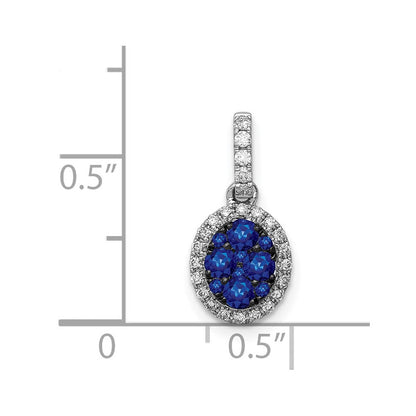 14k Weißgold Anhänger mit echtem Diamant und 0,32 ct. blauem Saphir im Halo-Design