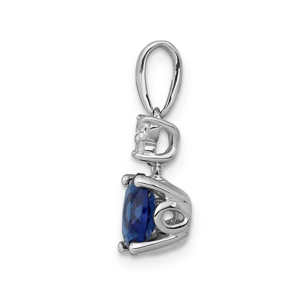 14K Weißgold Anhänger mit echtem Diamant und 0,82 ct. ovalem Saphir