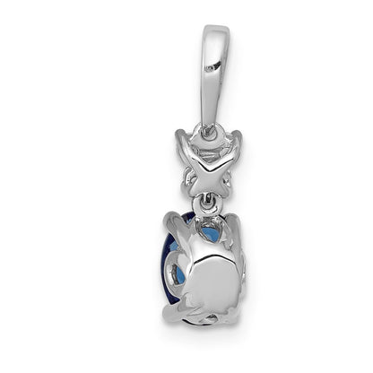 14K Weißgold Anhänger mit echtem Diamant und 0,82 ct. ovalem Saphir