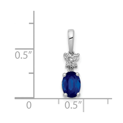 14K Weißgold Anhänger mit echtem Diamant und 0,82 ct. ovalem Saphir