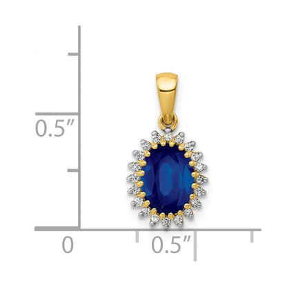 14K Gelbgold Anhänger mit echtem Diamant und ovalem 1,30 ct. Saphir