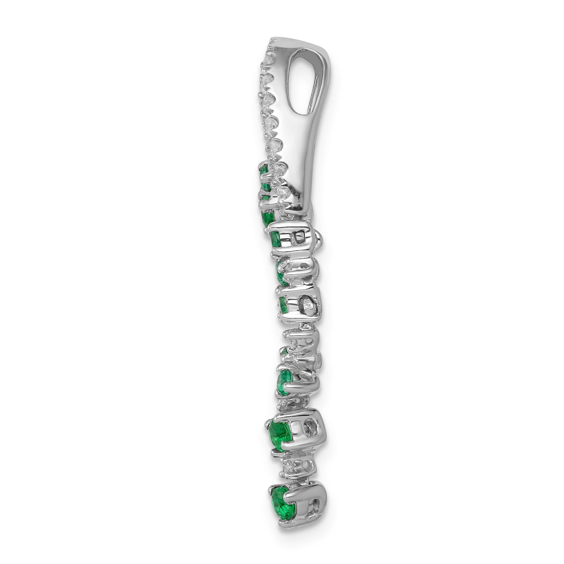 14K Weißgold Fantasie Echt Diamant und Smaragd Kette Anhänger