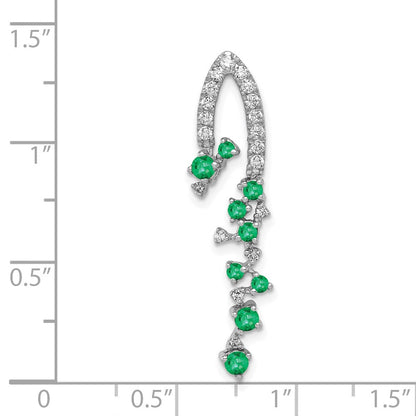 14K Weißgold Anhänger mit im Labor gezüchteten Diamanten VS/SI FGH und gezüchtetem Smaragd
