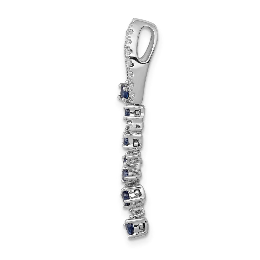 14K Weißgold Gleitanhänger mit 0,2 ct. im Labor gezüchtetem Diamant VS/SI+ G+ und im Labor gezüchtetem blauem Saphir