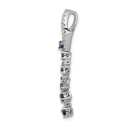 14K Weißgold Gleitanhänger mit 0,2 ct. im Labor gezüchtetem Diamant VS/SI+ G+ und im Labor gezüchtetem blauem Saphir