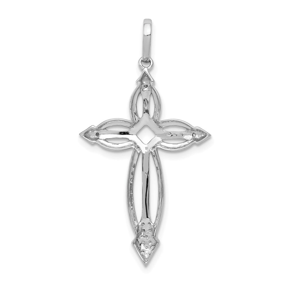 14K Weißgold Anhänger mit 0,33 ct. echten Diamanten, Fantasie-Kreuz-Design