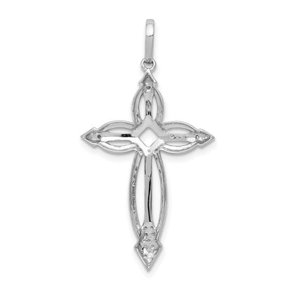 14K Weißgold Anhänger mit 0,33 ct. echten Diamanten, Fantasie-Kreuz-Design
