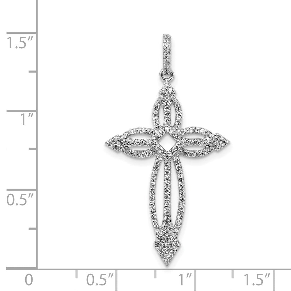 14K Weißgold Anhänger mit 0,33 ct. echten Diamanten, Fantasie-Kreuz-Design
